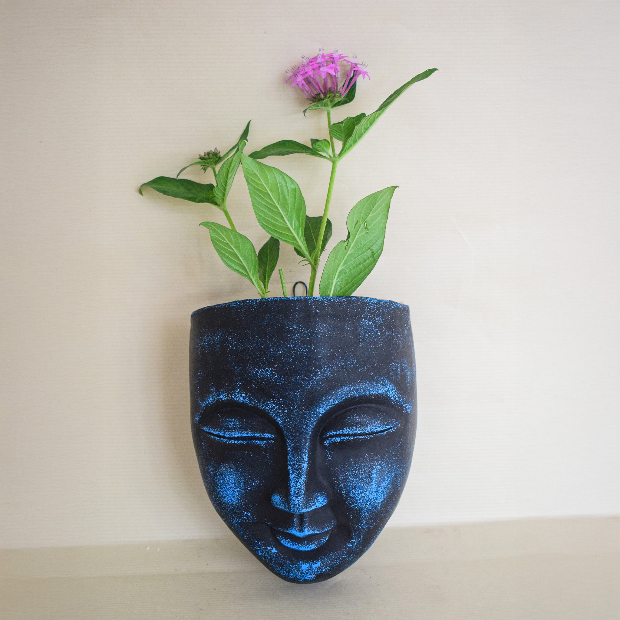 terracotta face plant pots Handmade Hand-Painted Hanging Terracotta Face Planter