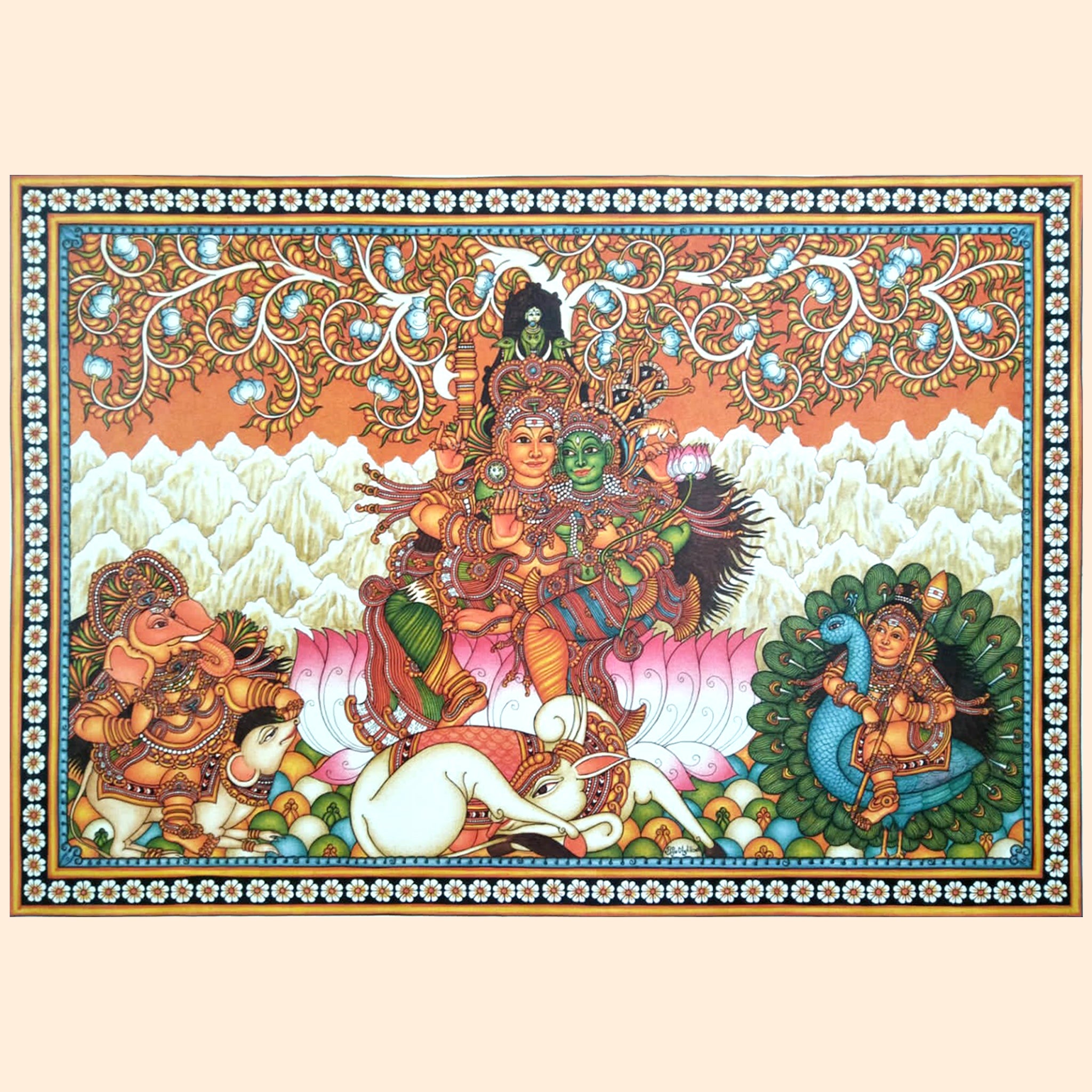 Shop Shiva Kudumbam Kerala Mural Painting - Mythological Art | Culturati