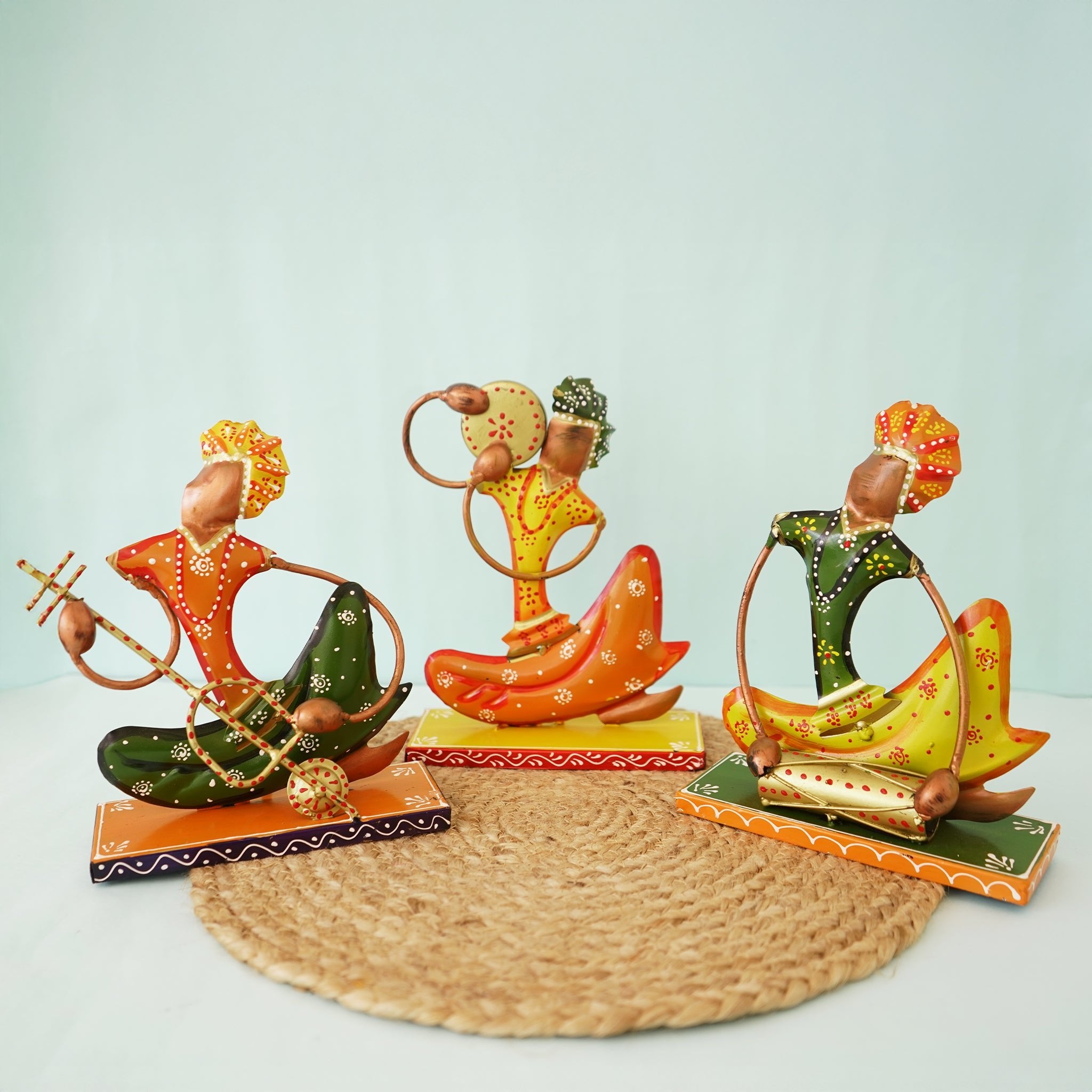 Handcrafted Babla Musician Set | Rajasthani Folk Art Home Decor - Culturati