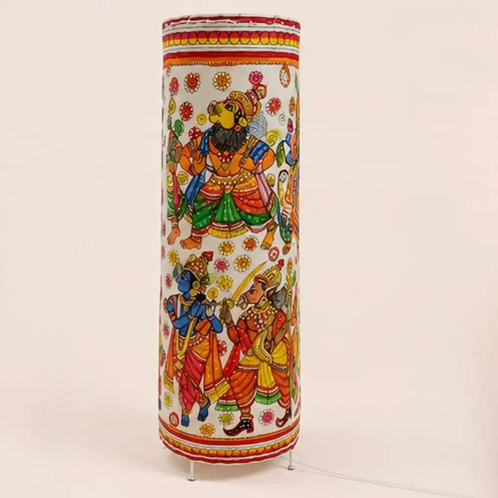 Tholu Bommalata Dashavataram Leather Floor Lamp - Andhra Puppetry Art