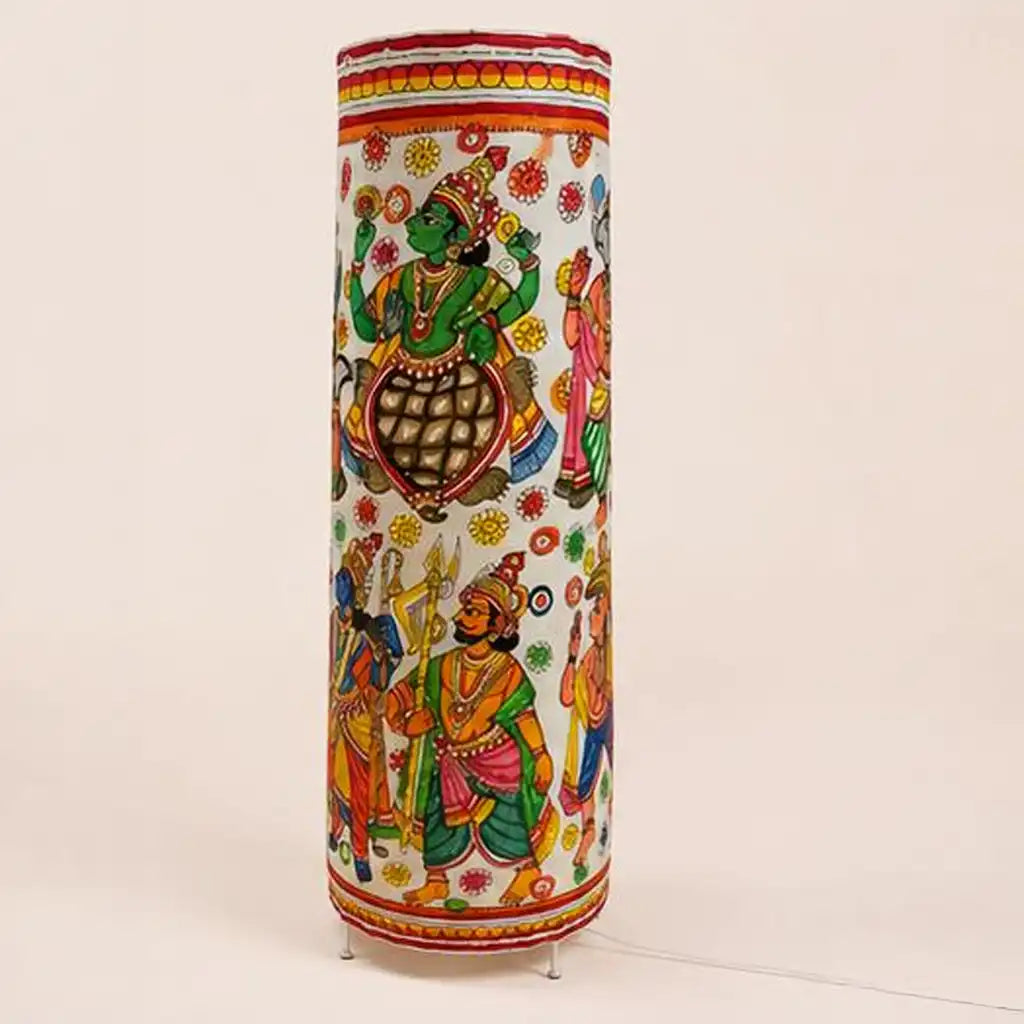 Tholu Bommalata Dashavataram Leather Floor Lamp - Andhra Puppetry Art