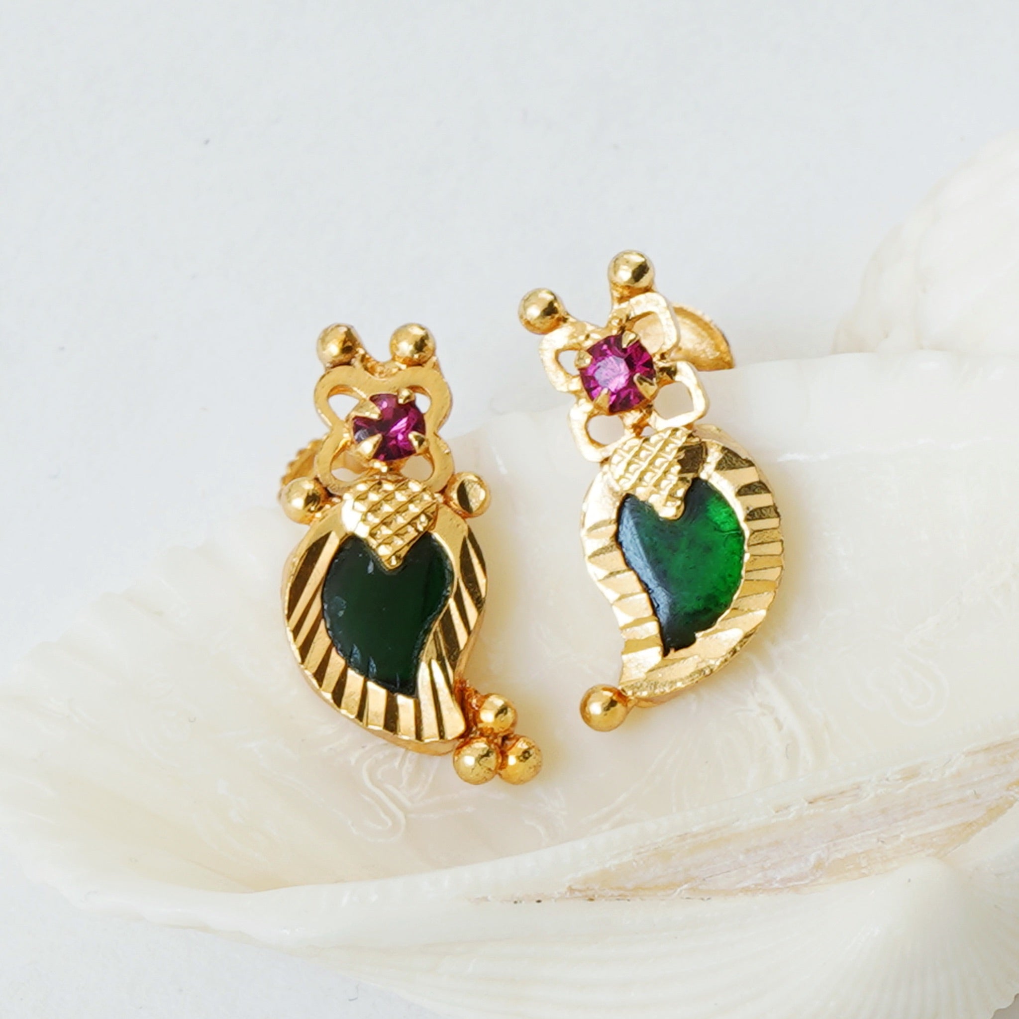 Palakka Jewellery Green mango shaped earrings