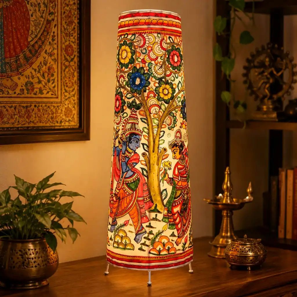 Radha Krishna Lamp – Traditional Tholu Bommalata Art - Culturati