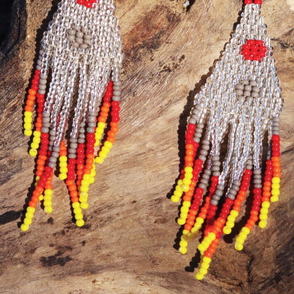 Kutch Bead work Earring - Silver & Grey