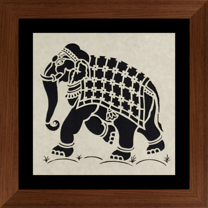 Lucky Elephant: Sanjhi Paper Cutting Art on White Background