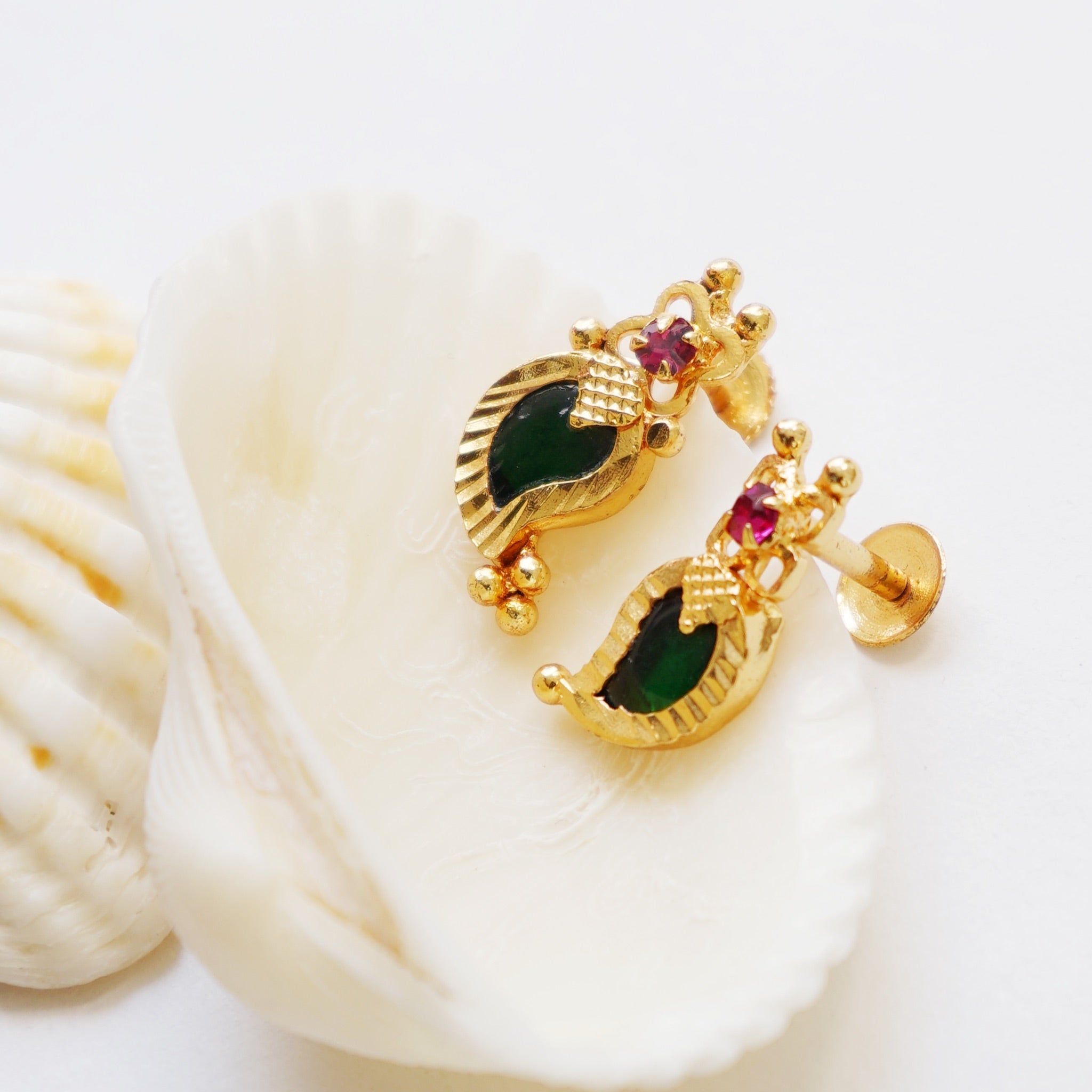 Palakka Jewellery Green mango shaped earrings