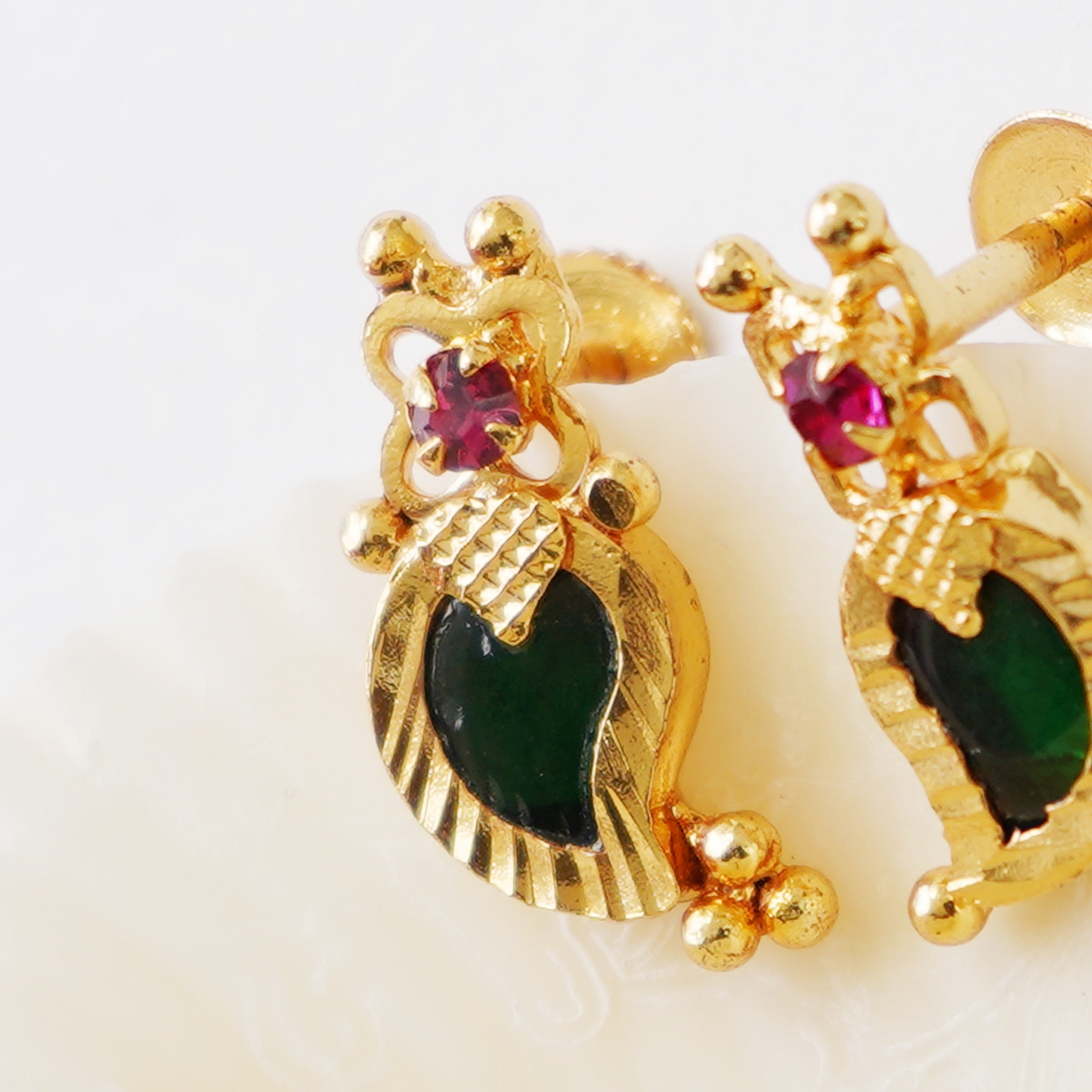 Palakka Jewellery Green mango shaped earrings