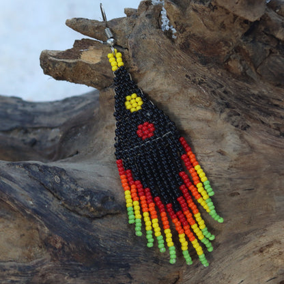 Kutch Bead Work Earring - Black & Red