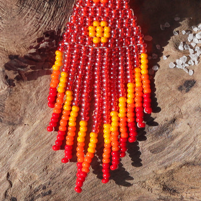 Kutch Bead Work Earring - Red, Yellow & Orange