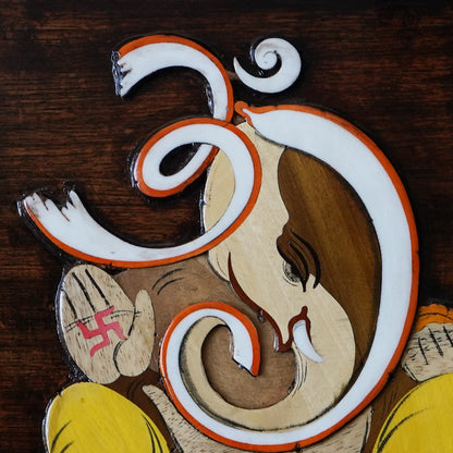 Mysore Wooden Inlay Artwork : Om Ganeshay Namah