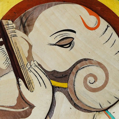 Mysore Wooden Inlay Artwork : Musical Ganesha