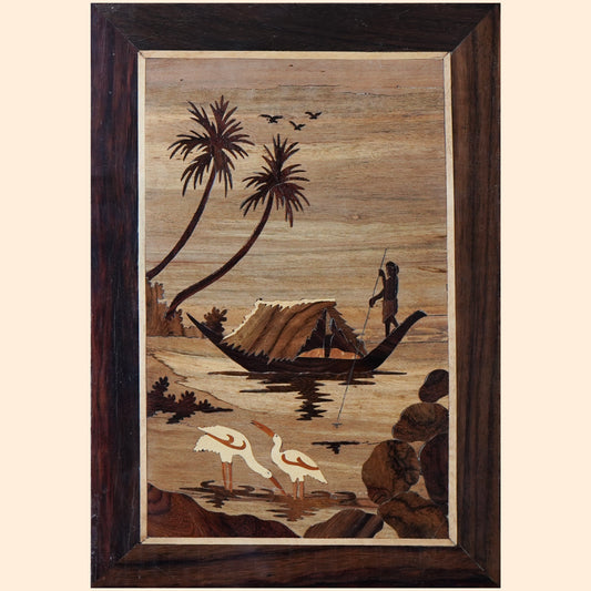 Mysore Wooden Inlay Artwork : Kerala Scenary