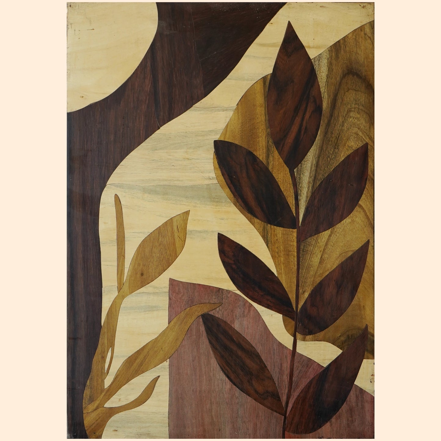 Boho Leaf with Tree Branch Wooden Inlay Artwork – Culturati