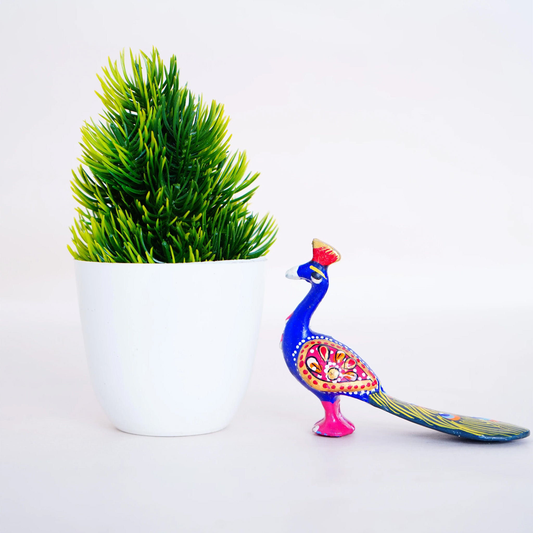 Elegant Handcrafted Meenakari Design Peacock Statue