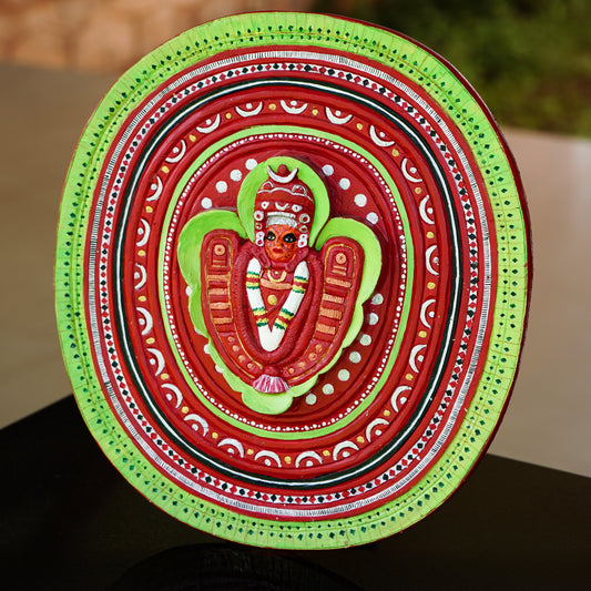 Handcrafted Chamundi Theyyam Wooden Decor-Made to Order