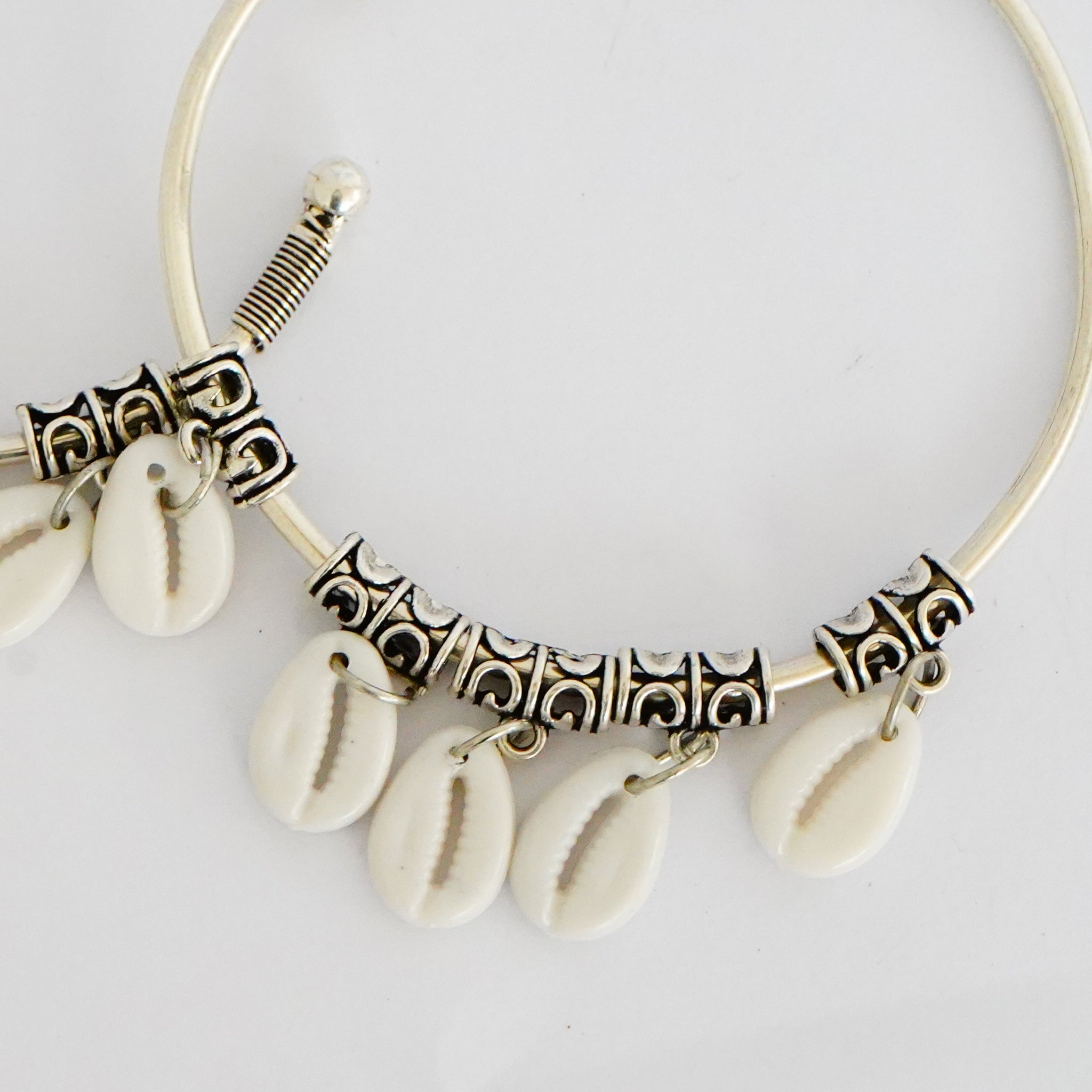Oxidized German Silver Bangles with Dangling Conch(Set of 2)