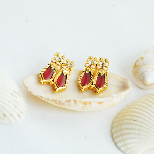 Red Nagapadam Palakka Earrings