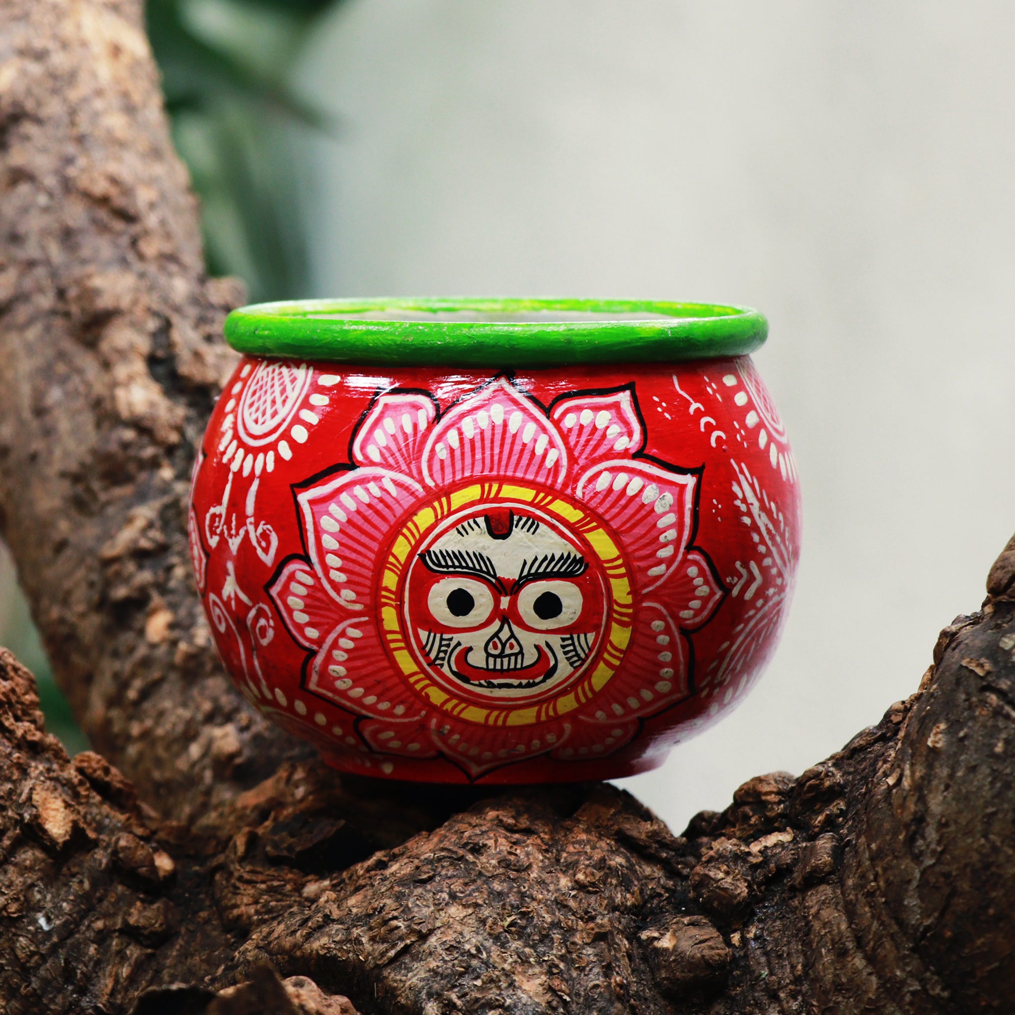 Handpainted Pattachitra Planter: Divine Jagannath - Culturati
