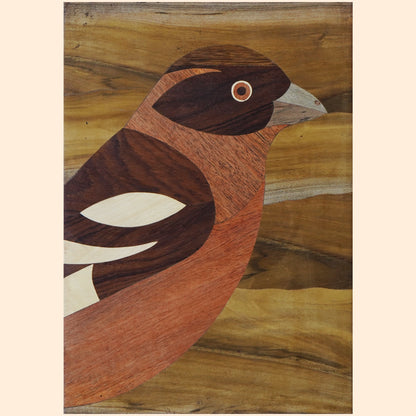 Mysore Wooden Inlay Artwork Dark Brown Belly Sparrow-Made to Order