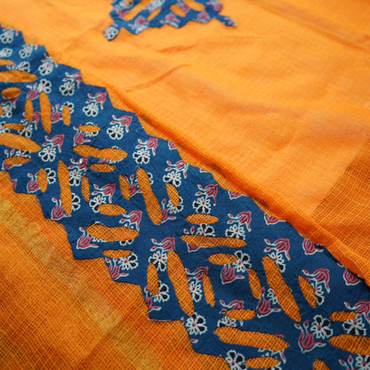 Shop Orange & Blue Applique Kotadoria Dupatta Online 