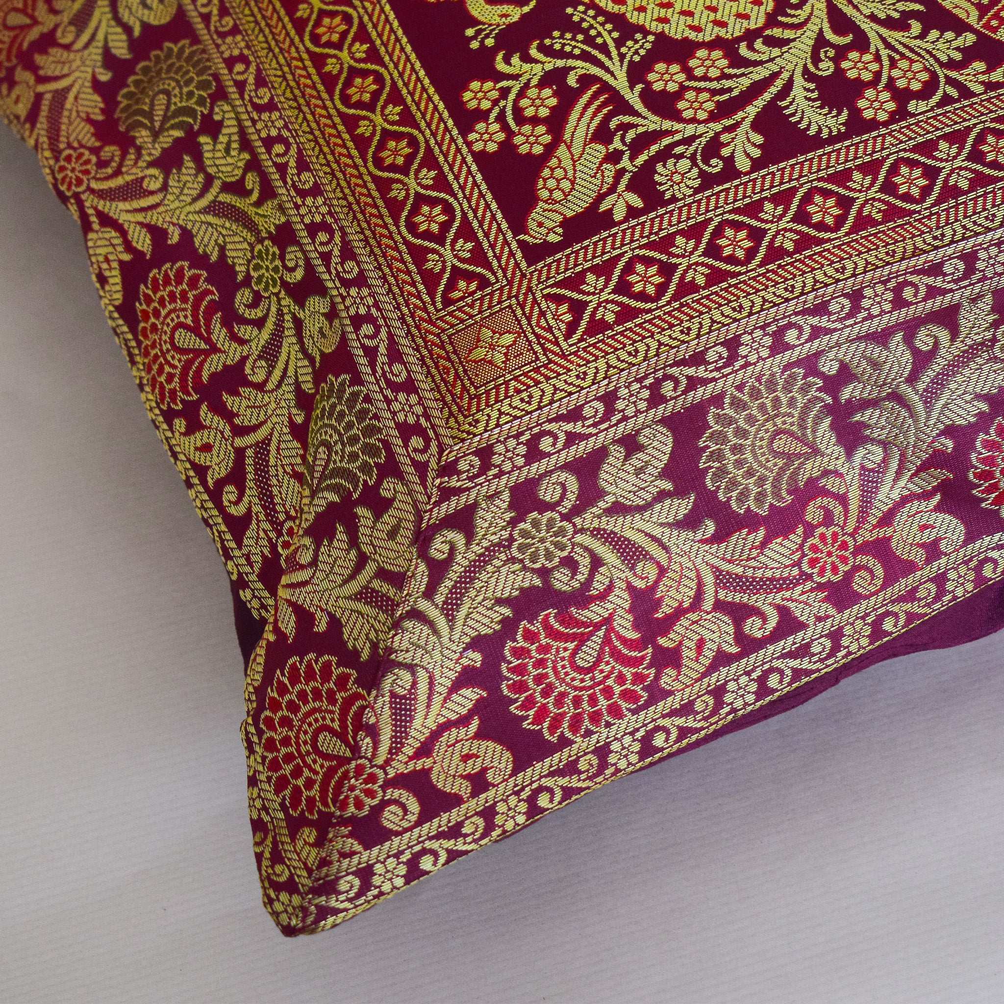 Banarasi Patchwork Pillow Covers with Zari Work (Set of 2)