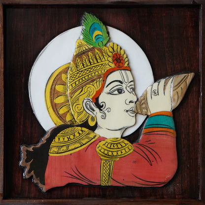 Mysore Wooden Inlay Artwork Mahabharat Krishna-Made to Order