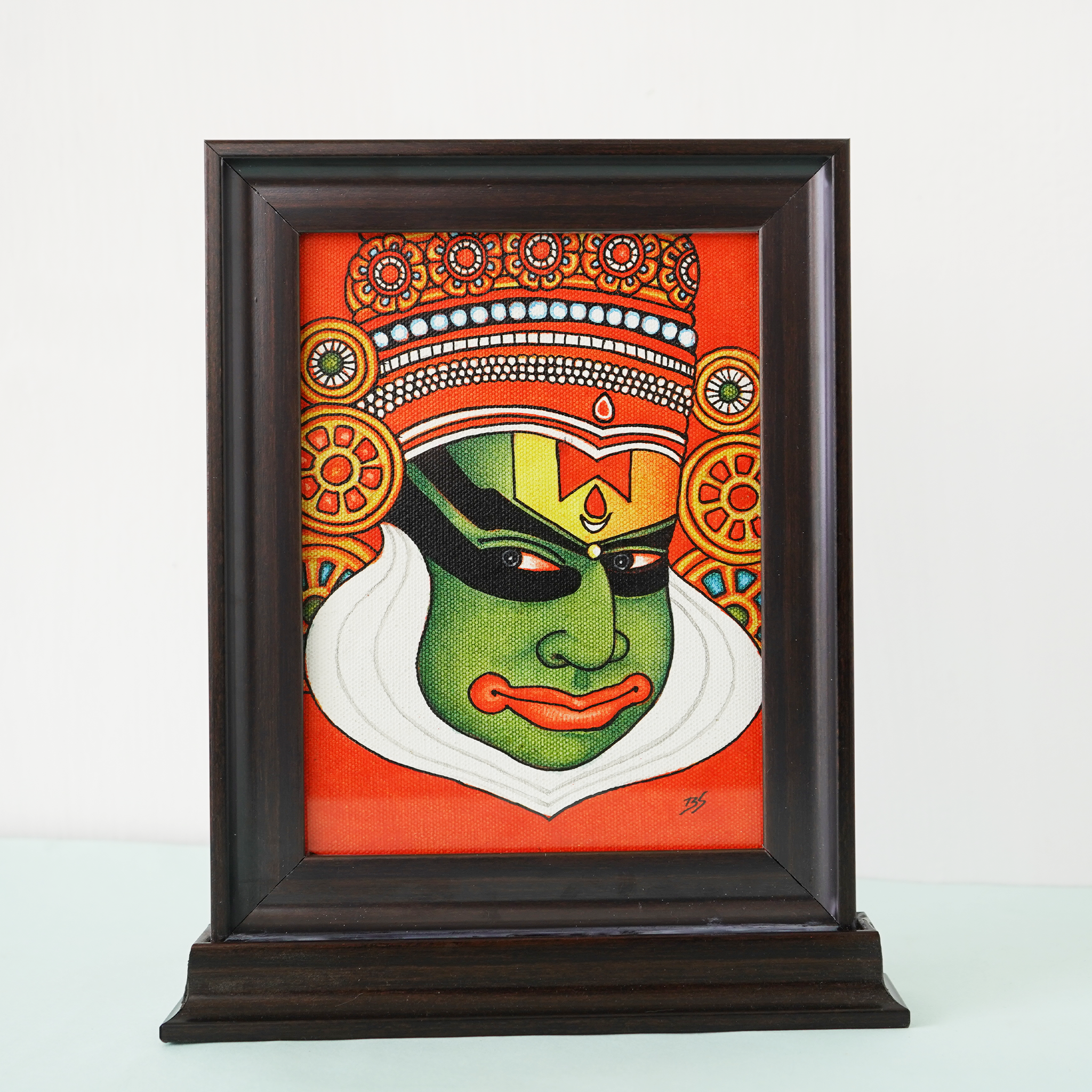 Handcrafted Vibrant Kathakali Mural Painting | Tabletop Decor(Length:9"xBreadth:11") mural painting wall art by Culturati