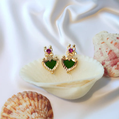 Green Leaf-shaped Palakka Earrings