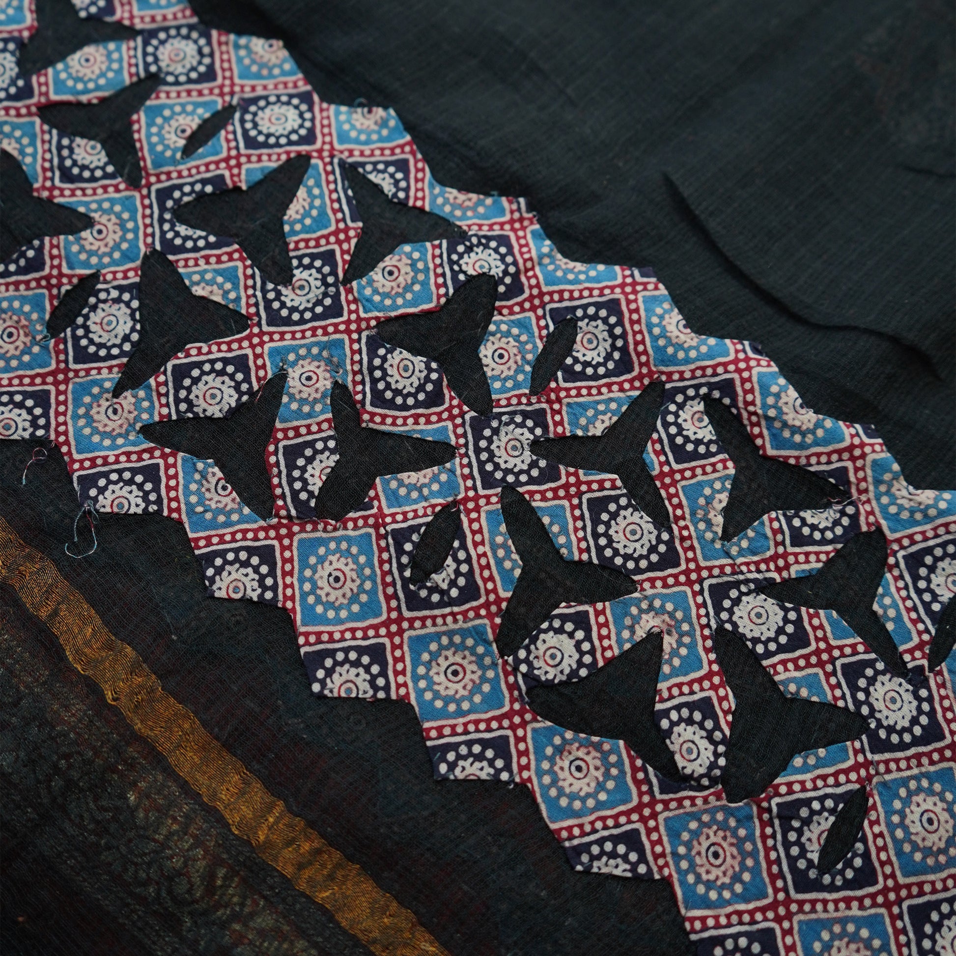 Shop Black & Blue Applique Kotadoria Dupatta Online