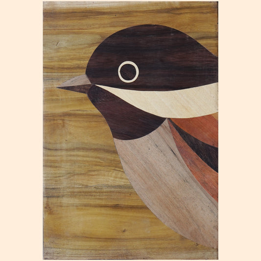 Mysore Wooden Inlay Artwork : Sparrow with Grey Underbelly