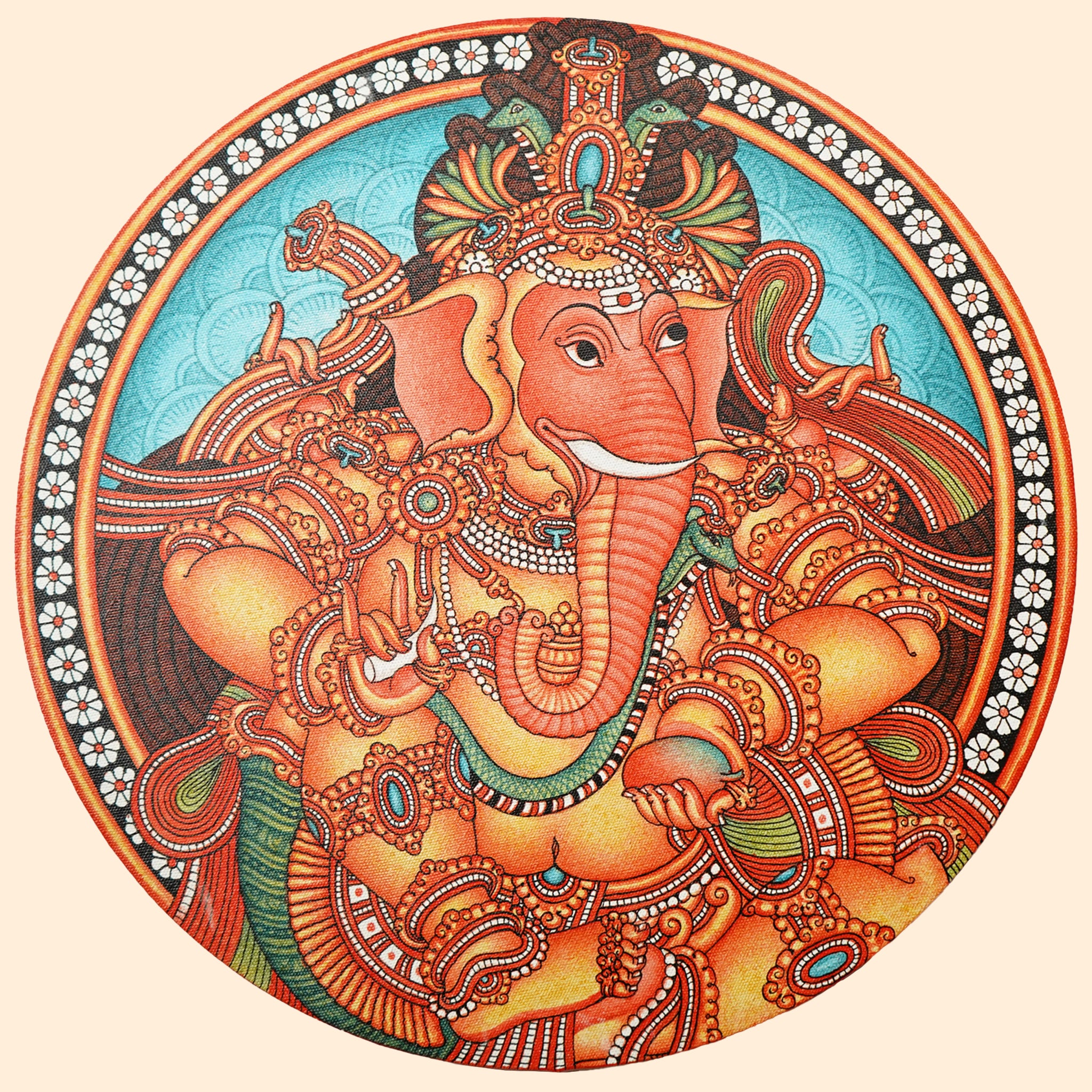 Kerala Mural Masterpiece: Lord Ganesha acrylic paniting Shop Online