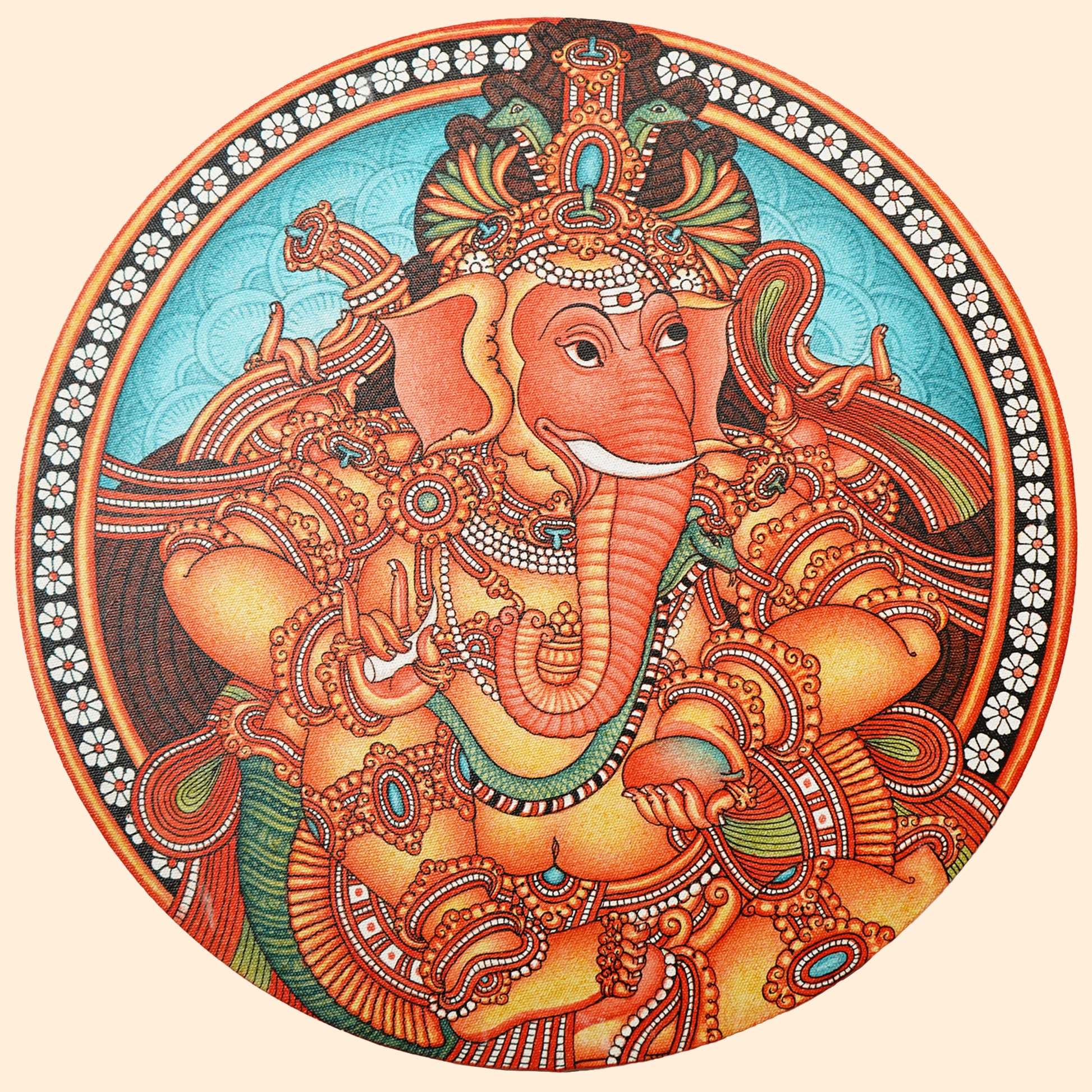 Kerala Mural Masterpiece: Lord Ganesha acrylic paniting Shop Online