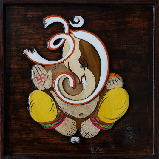 Mysore Wooden Inlay Artwork : Om Ganeshay Namah