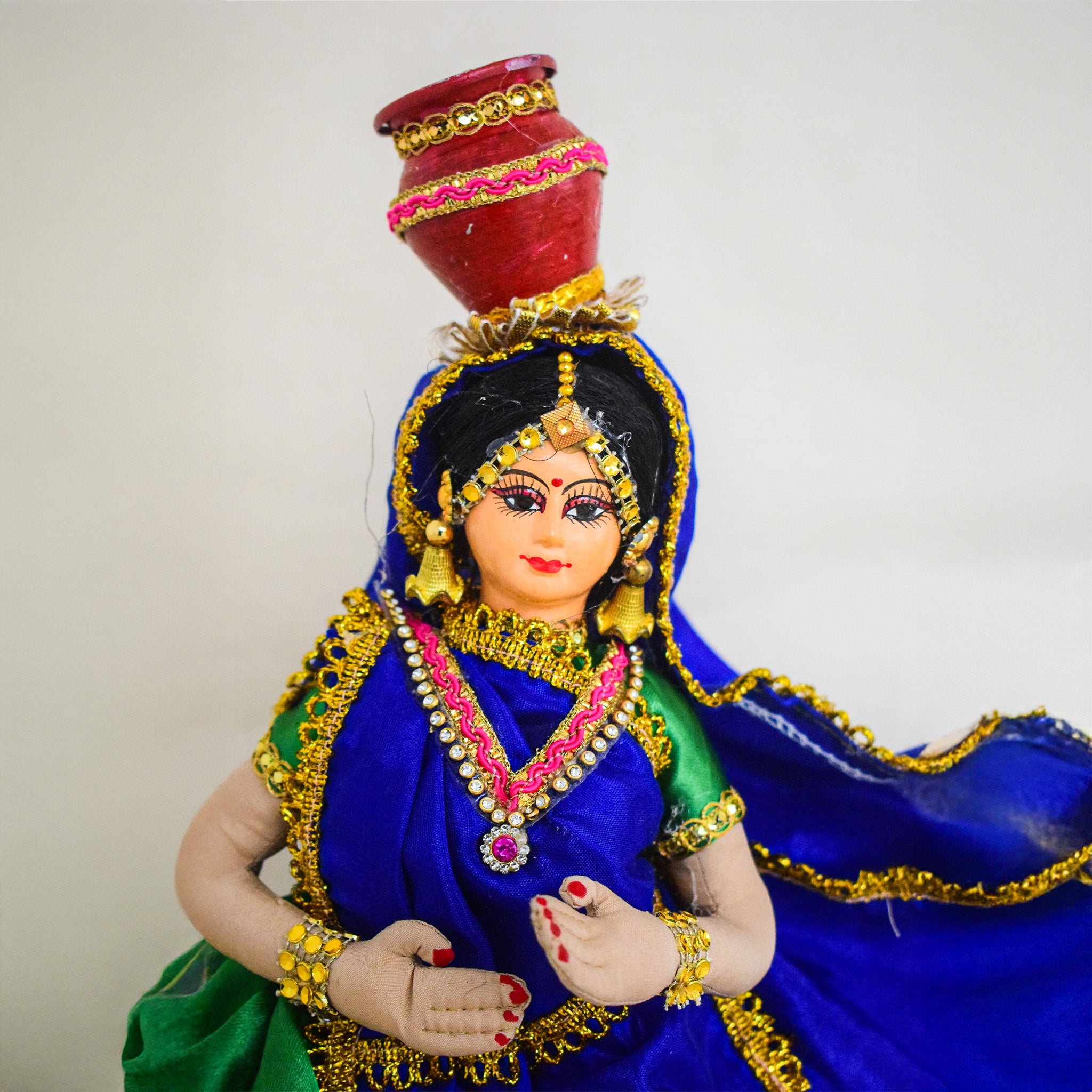 Handmade Raagini Gopika Fabric Doll The Bejeweled Pot Bearer