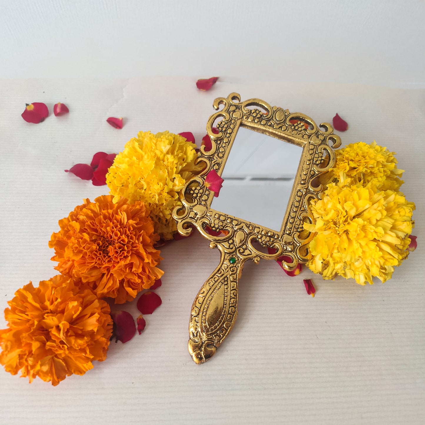 Golden Bloom Vanity Hand Mirror