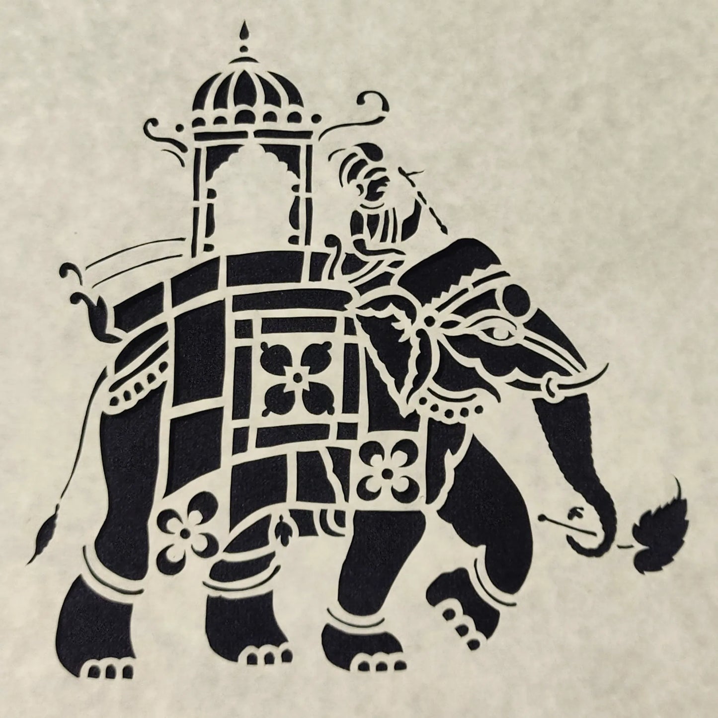 Elephant with Mahout Sanjhi paper cutting-Made to Order