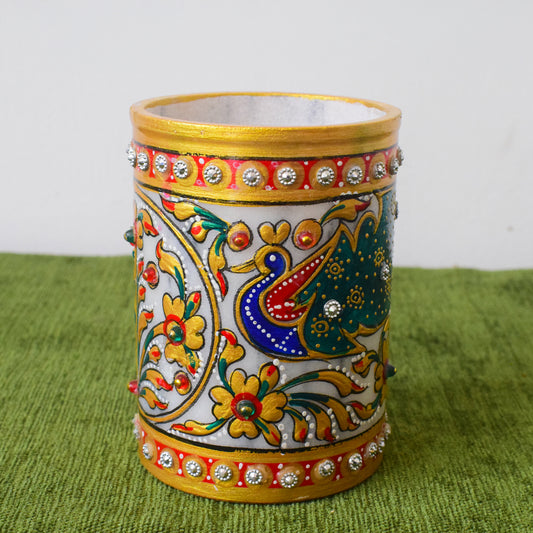 Kishangarh Marble Glass with Intricate Hand-Carved Designs