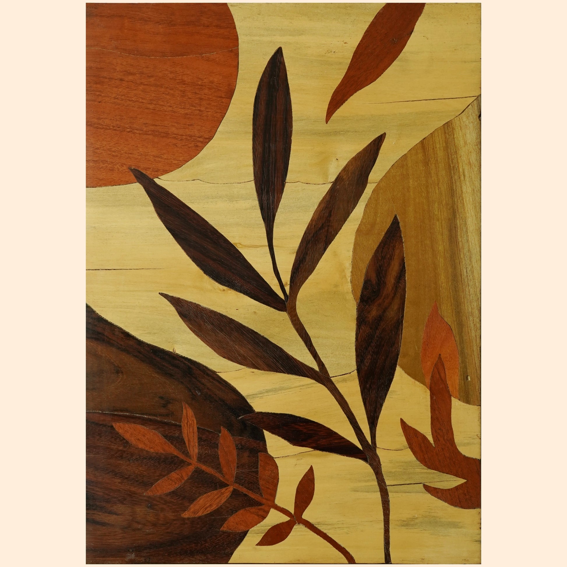 Boho Leaves Wooden Inlay Art: Whimsical Elegance – Culturati