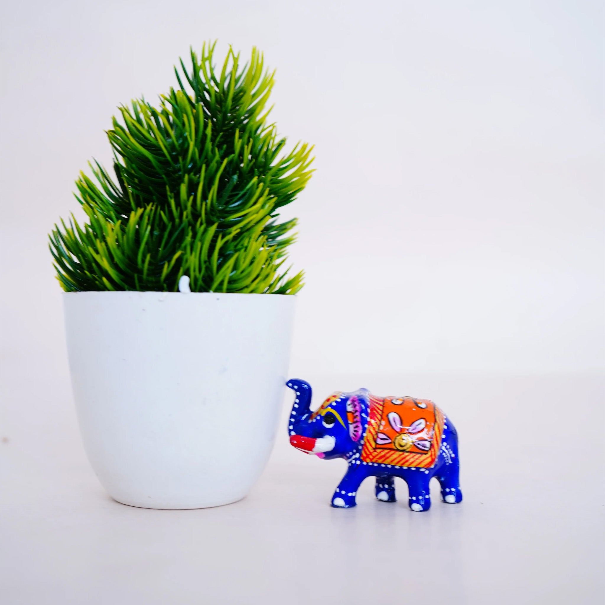 Elegant Handcrafted Meenakari Design Elephant Statue Blue