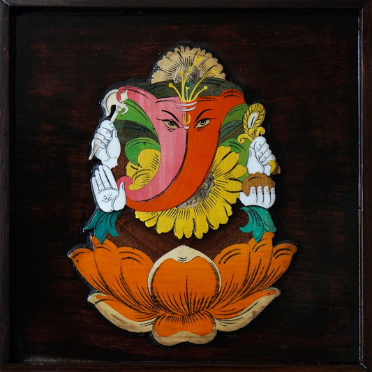 Mysore Wooden Inlay Artwork : Blossoming Ganesha