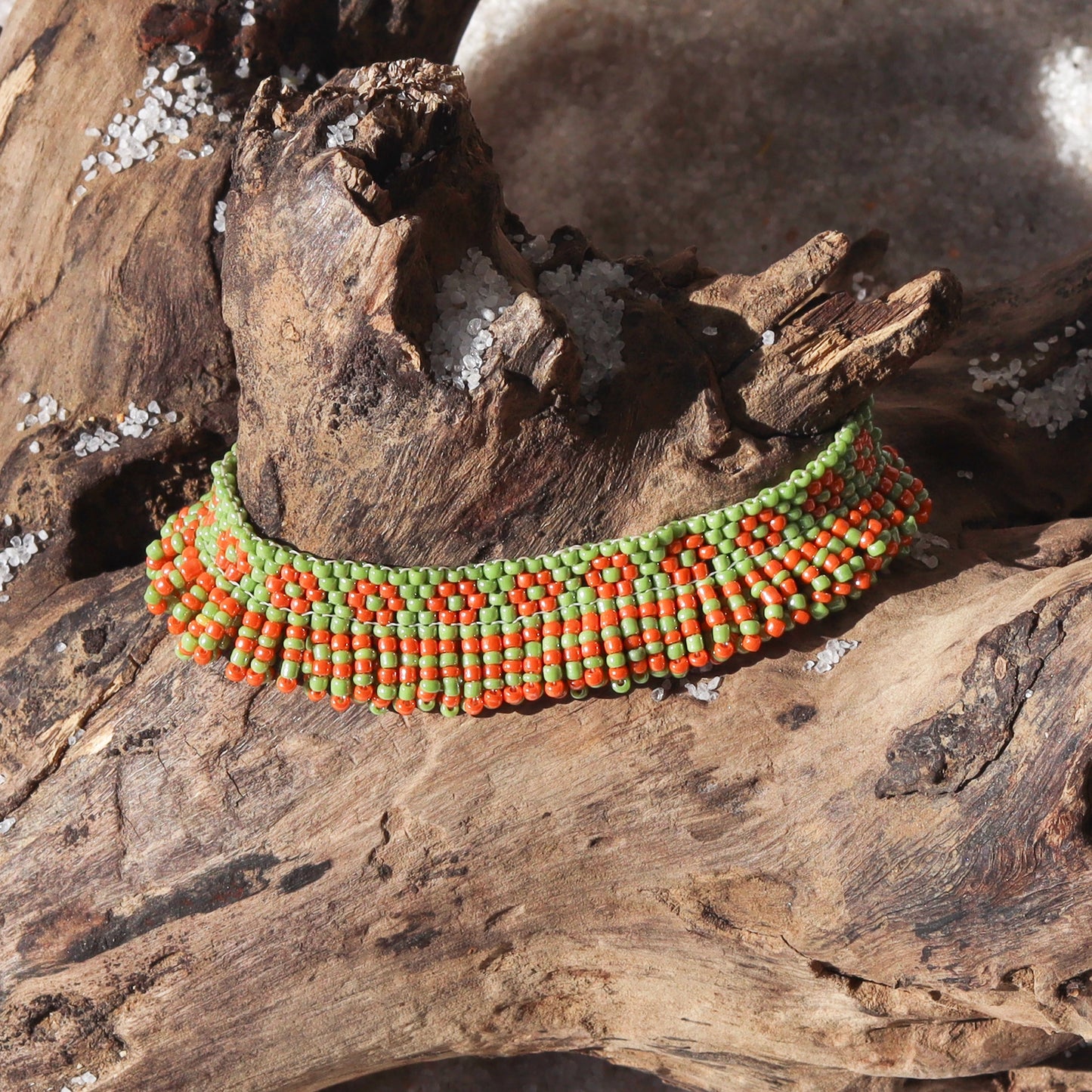 Kutch Bead work Neck piece - Green & Orange