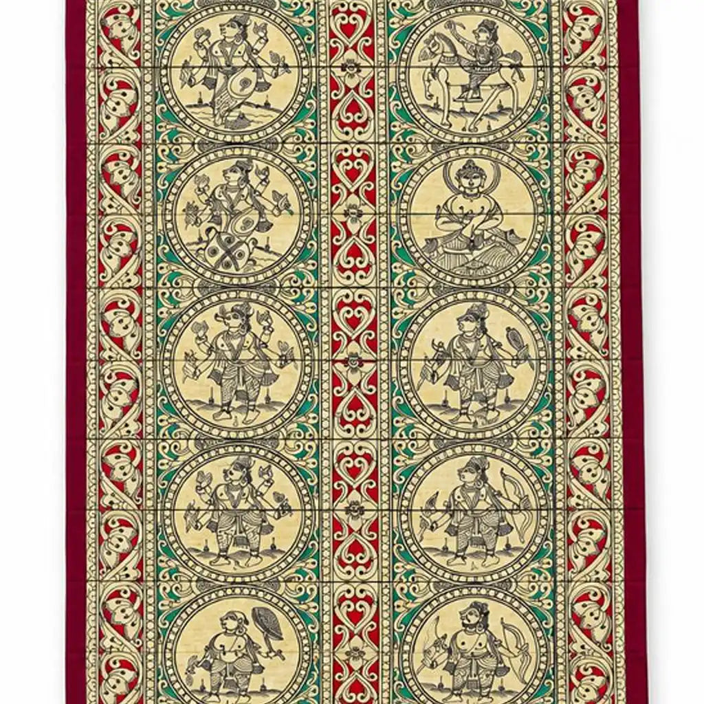 Traditional Odisha palm leaf scroll featuring Dashavatara engraving in Tala Pattachitra style