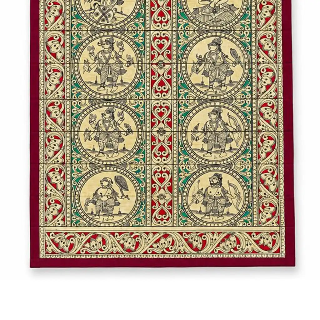 Detailed palm leaf engraving created using the traditional Tala Pattachitra technique
