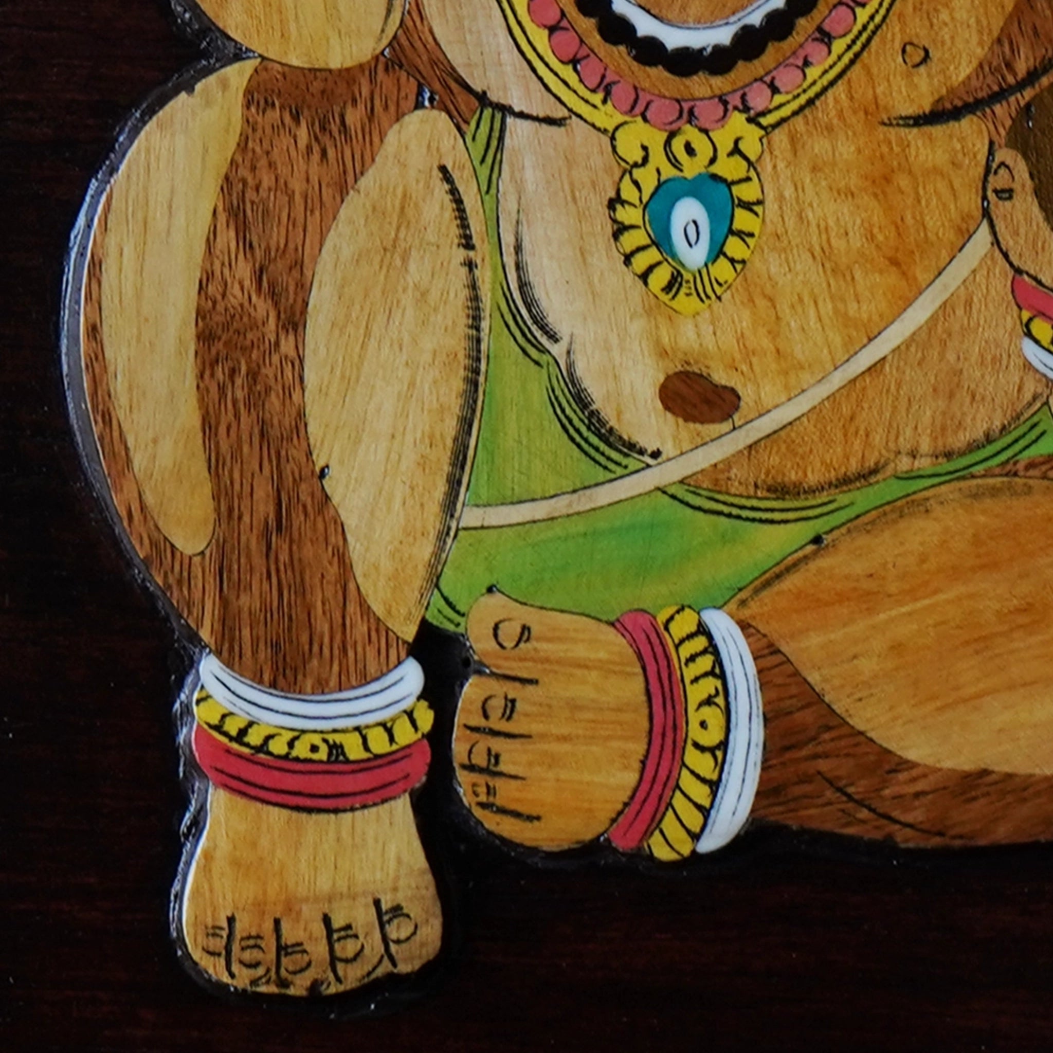Mysore Wooden Inlay Artwork Colorful left facing Ganesha-Made to Order