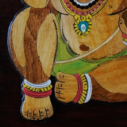 Mysore Wooden Inlay Artwork : Colorful left facing Ganesha