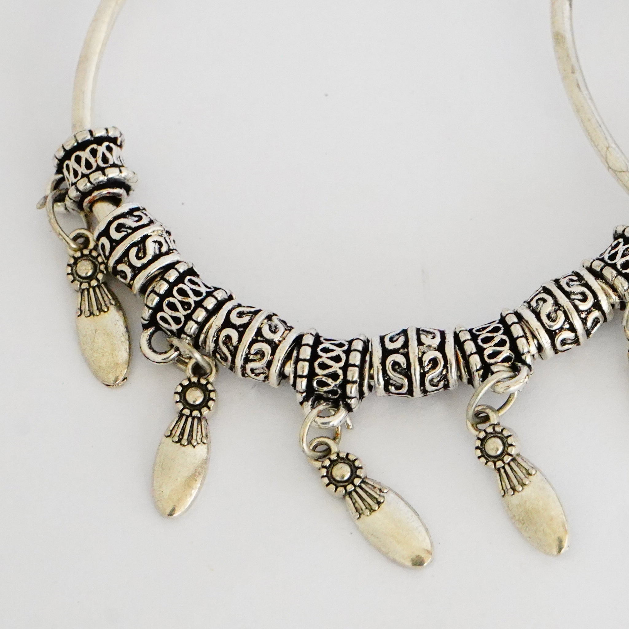 Oxidized German Silver Bangles with Dangling Petal(Set of 2)