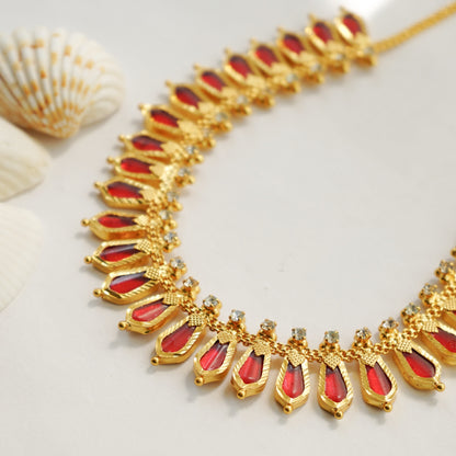 Kerala Palakka Jewellery - Red Nagapadam Necklace