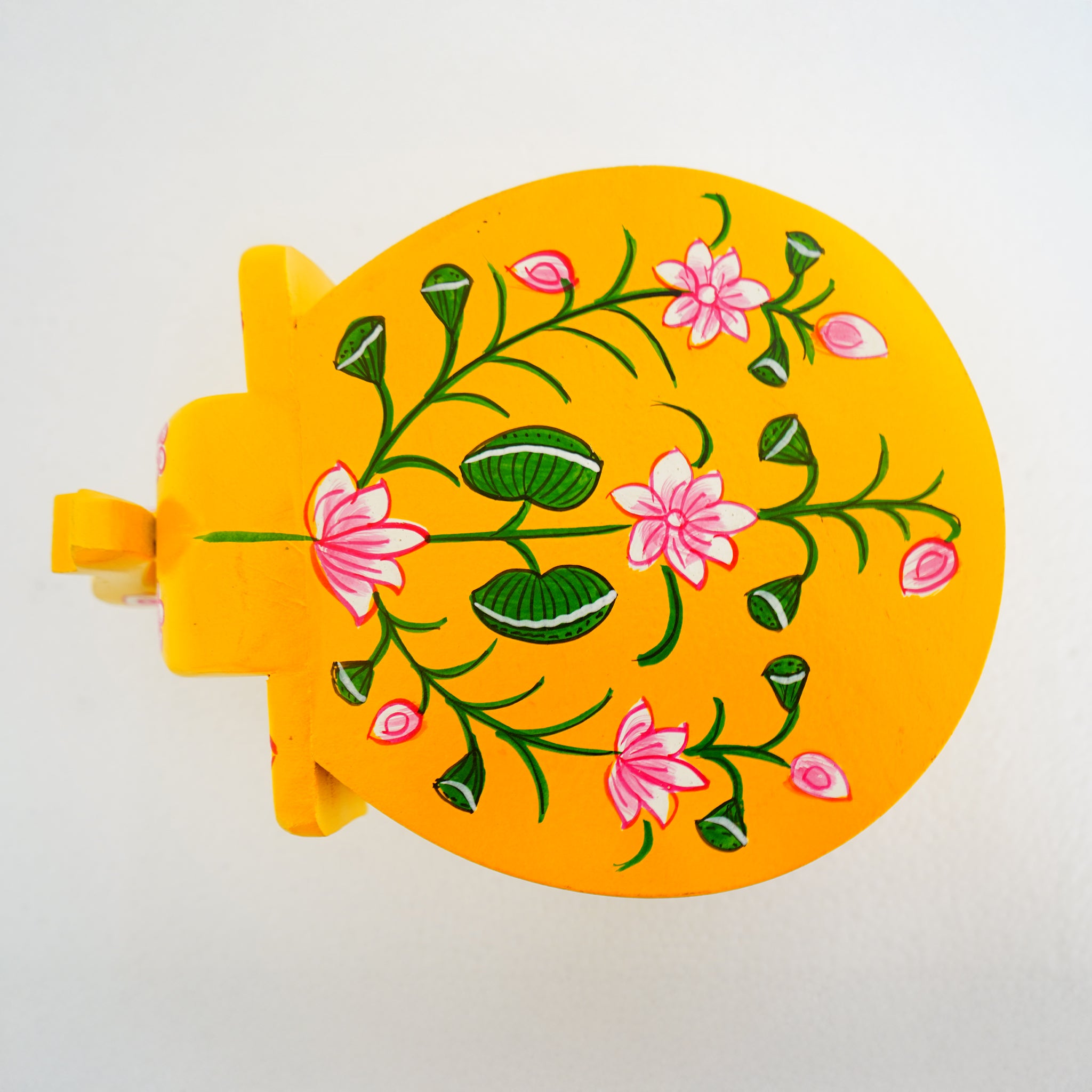 Hand-Painted Wooden Elephant Shape Yellow Stool