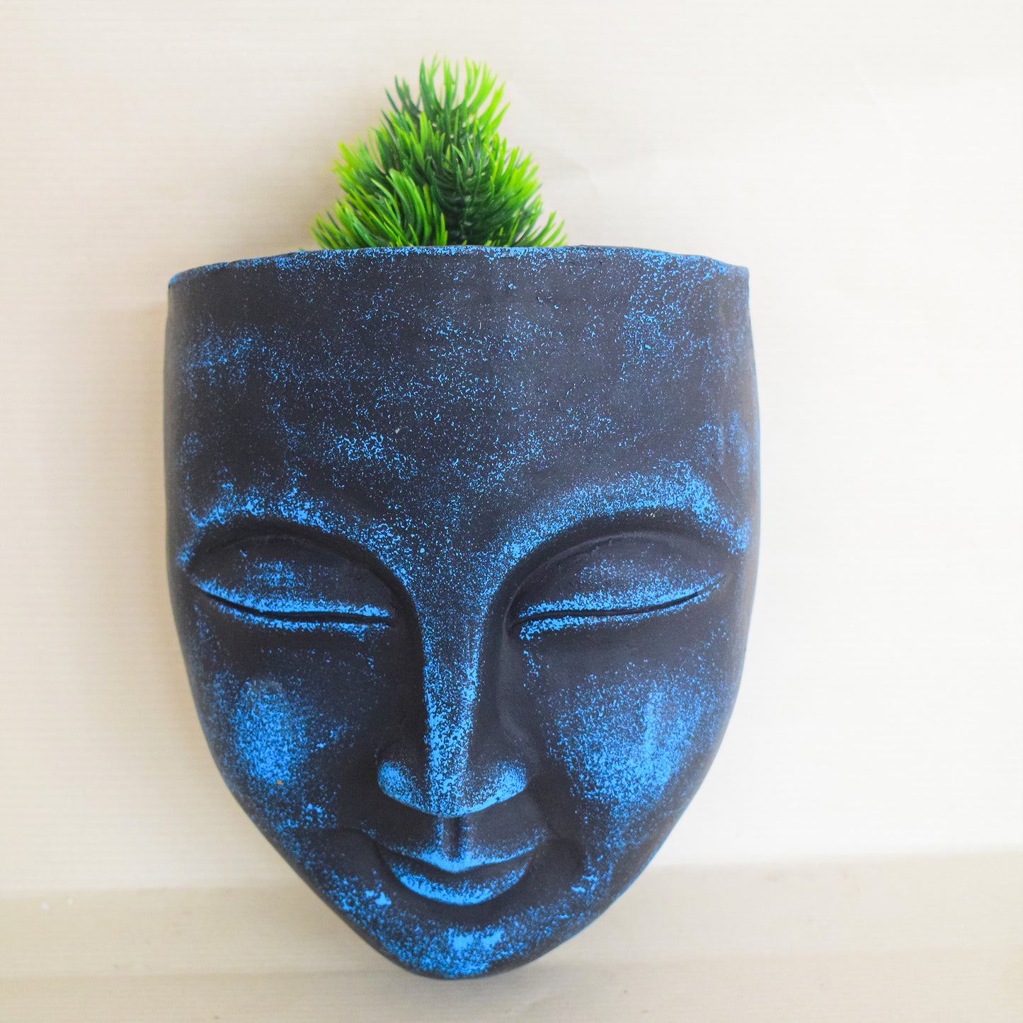 Handmade, Hand-Painted Hanging Terracotta Face Planter