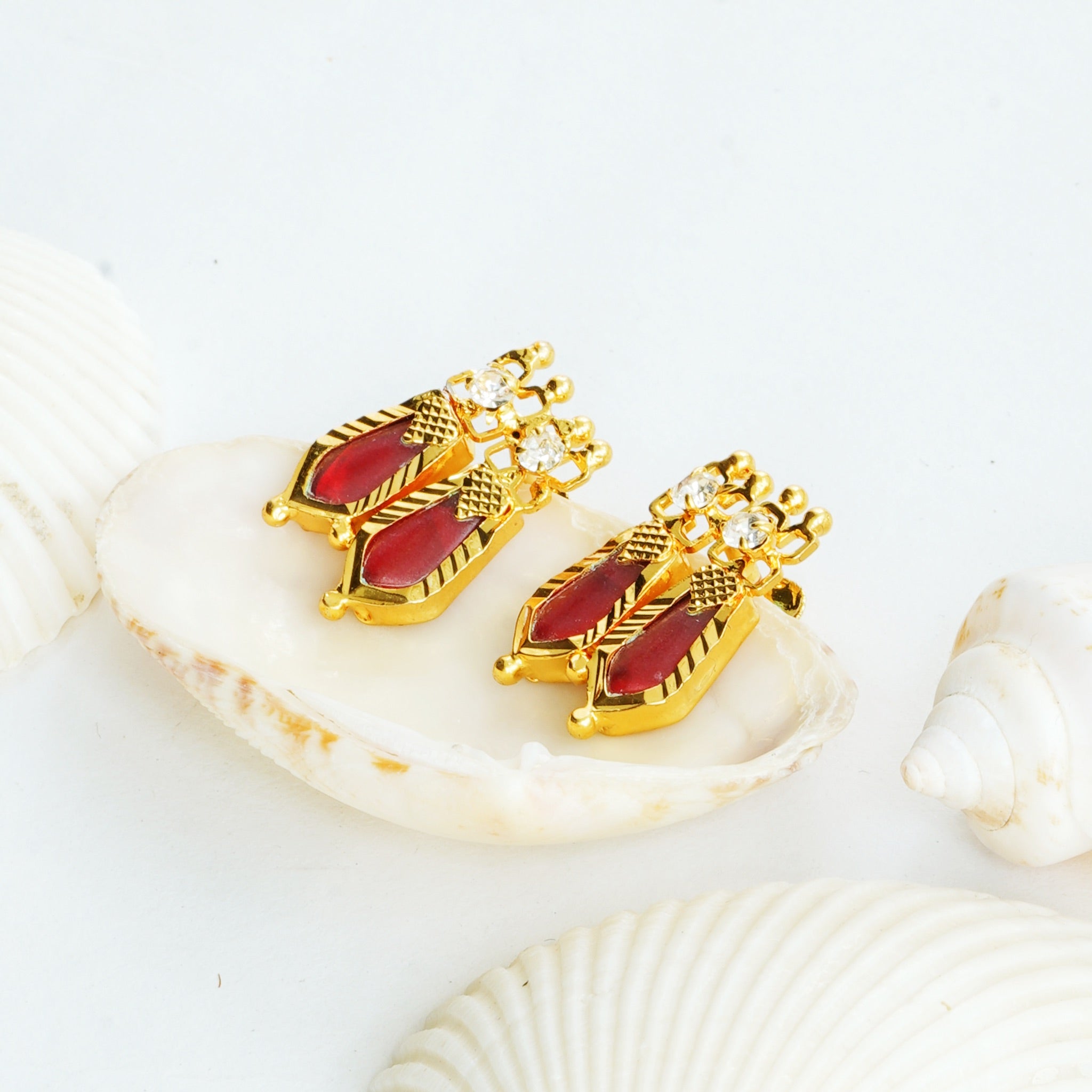 Red Nagapadam Palakka Earrings